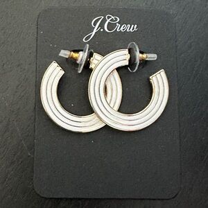 Small-striped enamel flat hoop earrings